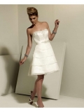 Ivory Wedding Dresses Short Layered Embroidery Satin Strapless