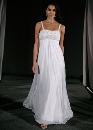 White Empire Square Beaded Luminous chiffon Wedding Dress