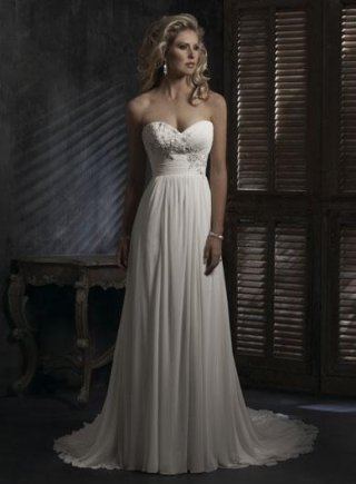 Sweetheart Neckline Empire Waist Lace Chiffon Wedding Dress