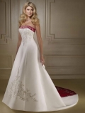 Empire Embroidery Red Trim Wedding Gown