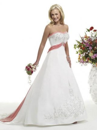 Empire Waist Strapless Embroidery Wedding Dress