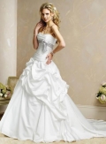 Strapless Sash Ruffles Taffeta Wedding Dress