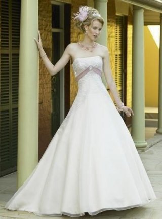 Empire Strapless Satin Tulle Bridal Wedding Dress
