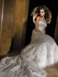 Full Embroidered Beaded Empire Waist Vintage Wedding Dresses