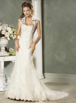 Strapless Applique Lace Mermaid Wedding Gown
