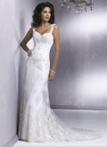Applique Sheath Tulle Lace Corset Wedding Dress