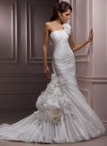 Romantic One shoulder Taffeta Mermaid/Trumpet Wedding Dress