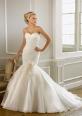 Sweetheart Neckline Organza Over Lace Mermaid Wedding Dress