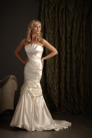 Crumb Catcher Beaded Satin Mermaid /Trumpet Wedding Dress