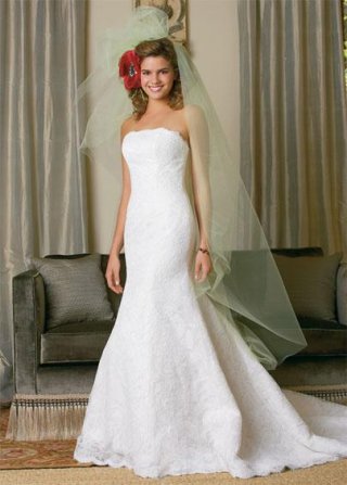 Strapless Embroidered Lace Mermaid /Trumpet Designer Bridal Dress