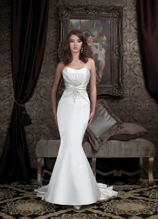 Elegant Beaded Satin Mermaid Wedding Dress