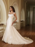 Scoop Beaded Lace Taffeta Mermaid/Trumpet Wedding Dress