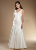 Ivory V-neck Beaded Taffeta Lace Mermaid /Trumpet Wedding Dress
