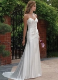 Slim A line Straps Satin Simple Wedding Dress