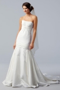 Ivory Strapless Taffeta Mermaid /Trumpet Designer Wedding Dress