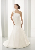 Floral One Shoulder Neckline A line Satin Wedding Gown