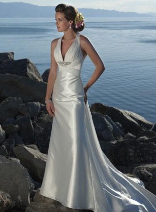 Halter top Beaded Column/Sheath Destination Wedding Dress