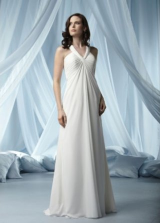 Simple High Neck Chiffon Informal Wedding Dress