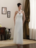 Simple Crisscross Straps Beaded Chiffon Informal Wedding Dress