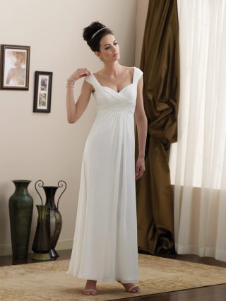 Simple Off-the-Shoulder Beaded Chiffon Informal Wedding Dress