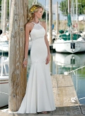 Sexy Halter Beaded Chiffon Trumpet Beach Destination Wedding Dress
