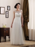 Simple Beaded Lace Full Length A-line Informal Wedding Dress