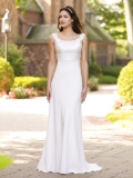 Bateau OfF-the-Shoulder aBeaded Informal Wedding Dress