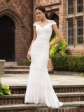 Halter Off-the-shoulder Chiffon Lace Mermaid Informal Wedding Dress