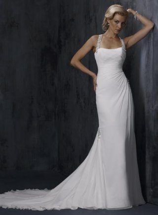 Halter Beaded Chiffon Mermaid/Trumpet Simple Wedding Dress