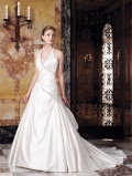 Halter Neckline Empire Beaded Satin Wedding Dress