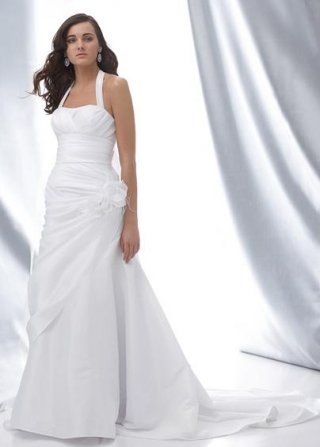 Halter Full length Florals Taffeta A-line/Princess Wedding Dress