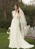 Halter Sweep train Lace Mermaid /Trumpet Bridal Dress