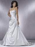 Silver Strapless Beaded Satin Simple A-line/Princess Wedding Dress