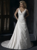 A-Line Silhouette Corset Taffeta Simple Wedding Gown