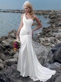 One Shoulder Sweetheart Beaded Simple Destination Wedding Dress