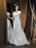 Strapless Satin Organza Simple Modest Wedding Dress With Sleeves