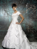 Strapless Taffeta Ball Gown Modest Wedding Dress With Sleeves