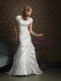 Satin Sheath Modest Wedding Dress With Sleeves