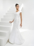 Scoop Beaded Mermaid/Trumpet Modest Wedding Dress With Sleeves