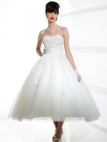 Tea Length Ball Gown Silhouette Destination Wedding Dress