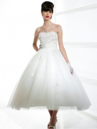 Tea Length Ball Gown Silhouette Destination Wedding Dress