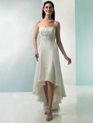 Ivory Tea Length High Low Hem Empire waist Wedding Dress