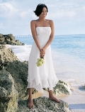 Short Tea length Beaded Chiffon Destination Beach Wedding Dress