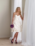 Short Wedding Dress Taffeta Ribbon Flower Sweetheart