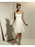 Short Wedding Dress Strapless Lace Satin Embroidery