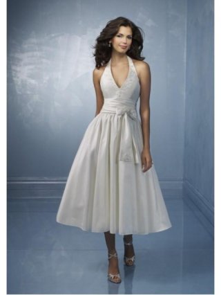 Short Halter Top Taffeta Sash Princess Designer Wedding Dress