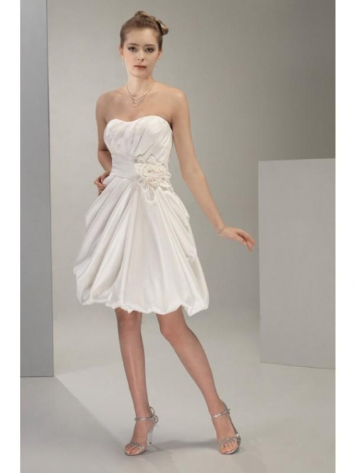 Mini Wedding Dress Taffeta Flower Bubble Hem Sweetheart