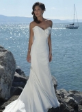 Simple Beaded Chiffon Sheath Destination Wedding Dress