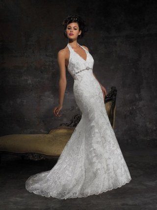 Lace Appliques Mermaid/Trumpet Gown Vintage Wedding Dresses