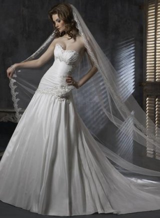 Romantic Strapless Embellished lace A-line Wedding Dress